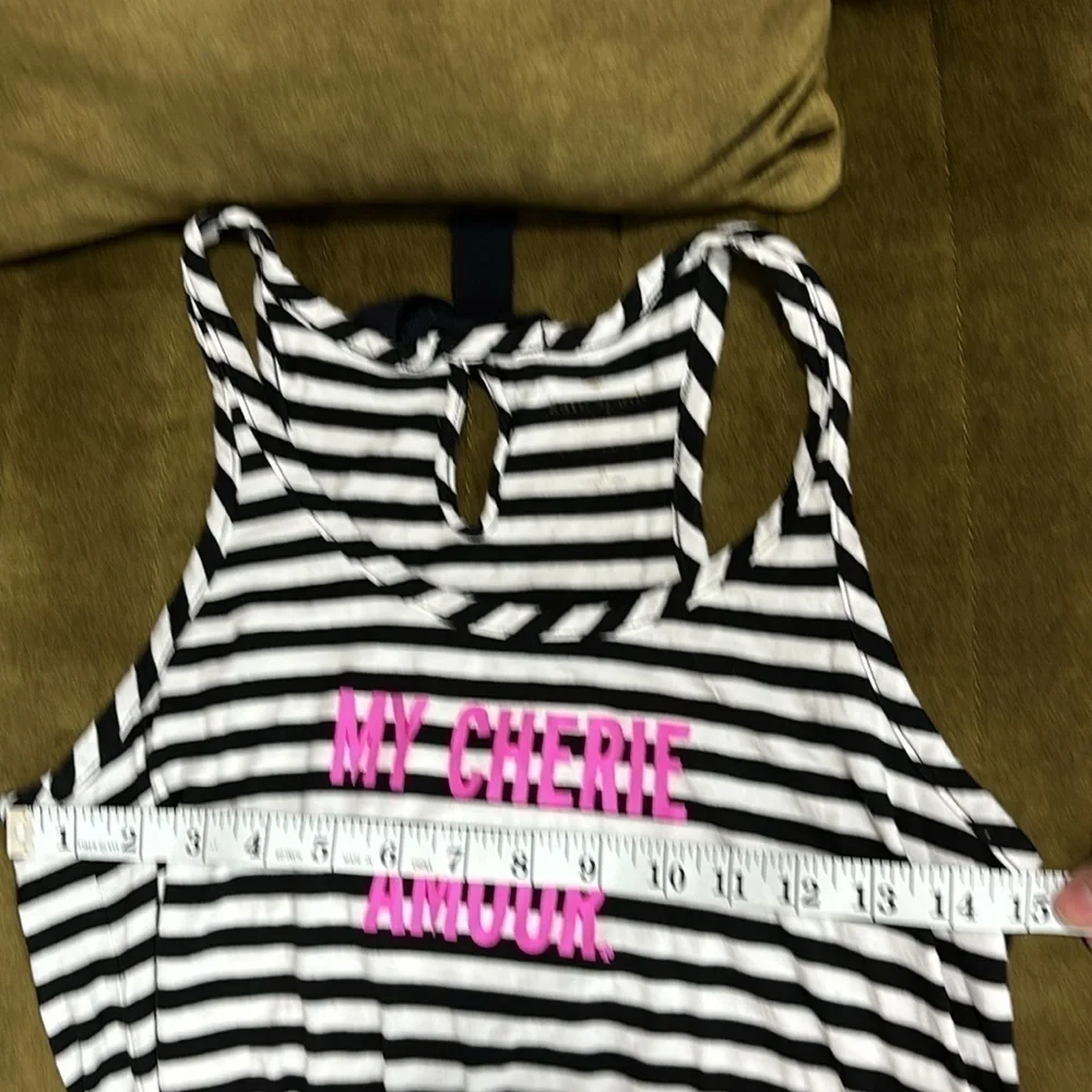 Kate Spade black and white striped racer back My Cherie Amour tank size M